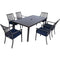 Mod Mod Carter 7-Piece Dining Set with 6 Navy Padded Dining Chairs and 72 in. x 40 in. Slat Table
