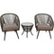 Mod Mod Ella 3-Piece Bistro Chat Set with Rope Chairs, Thick Cushions, and Glass Top Side Table