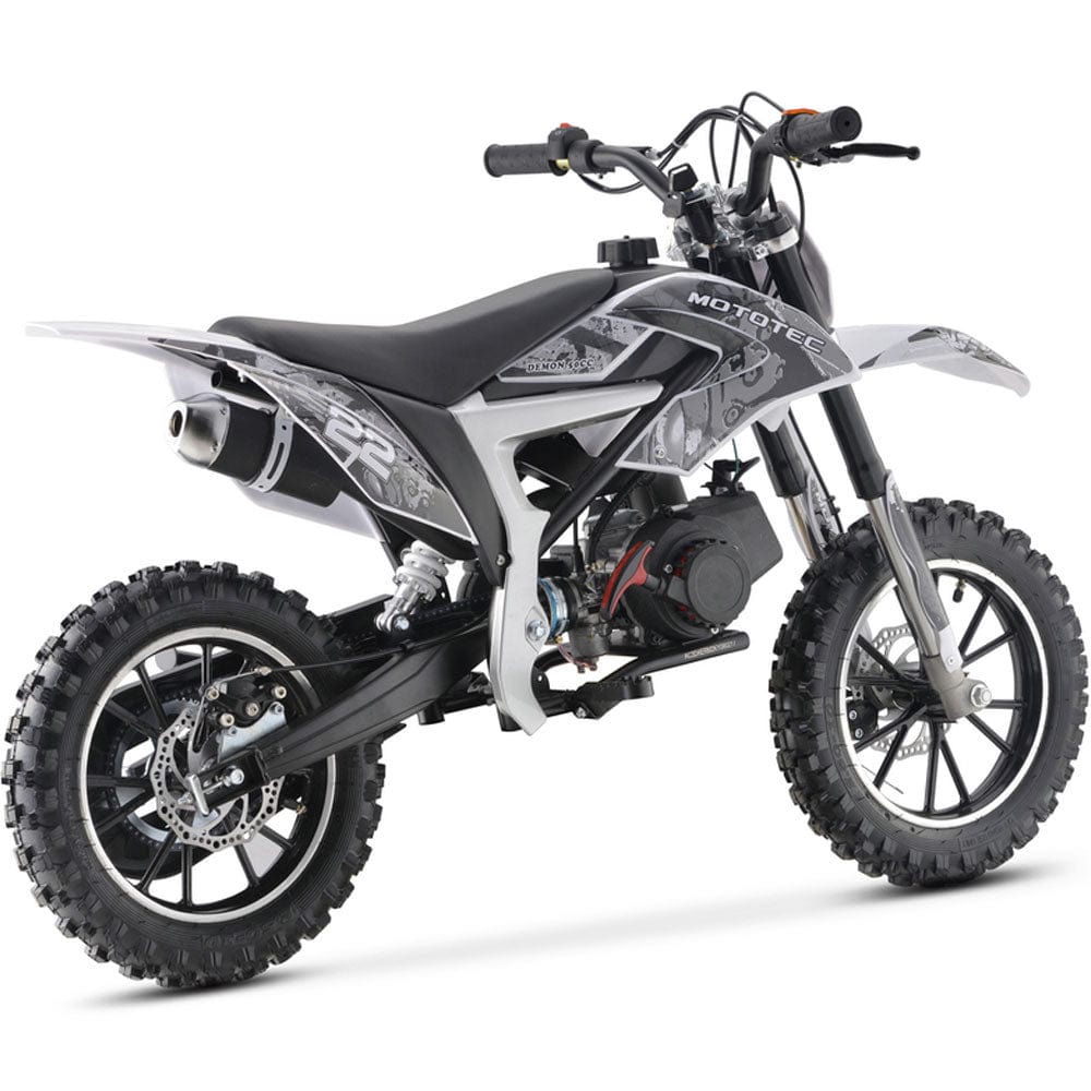 MotoTec MotoTec - MotoTec Demon 50cc 2-Stroke Kids Gas Dirt Bike White | MT-DB-50cc-Demon_White