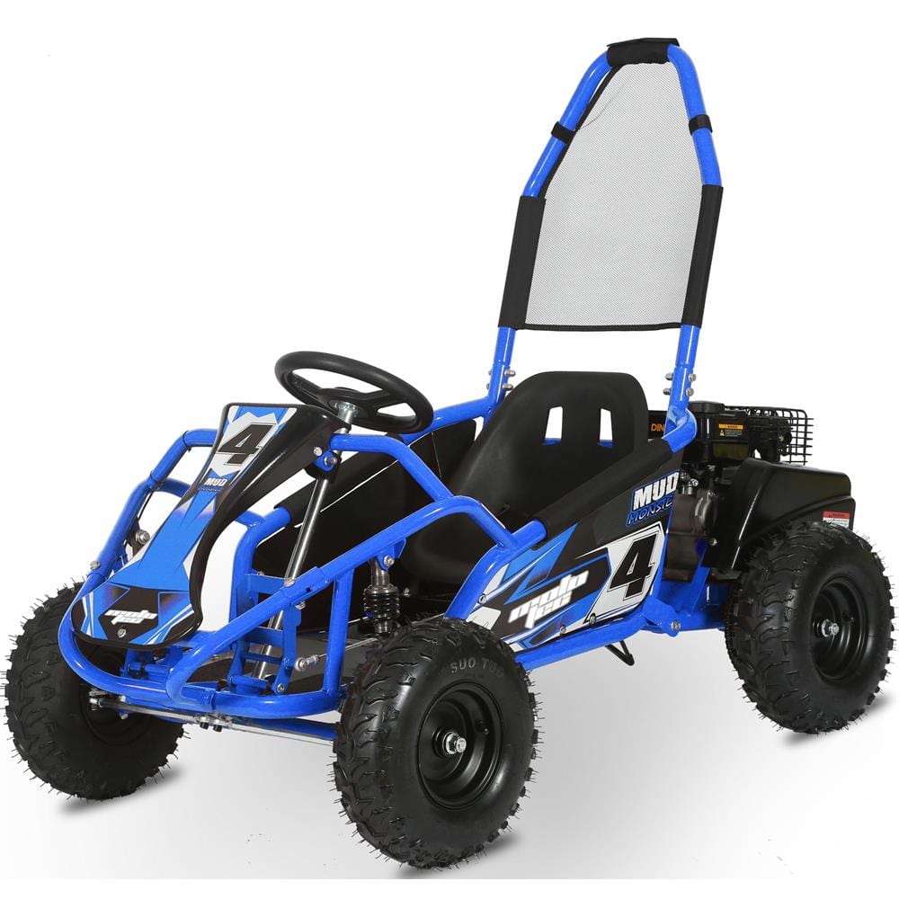 MotoTec MotoTec - MotoTec Mud Monster Kids Gas Powered 98cc Go Kart Full Suspension Blue | MT-GK-Mud-98cc_Blue