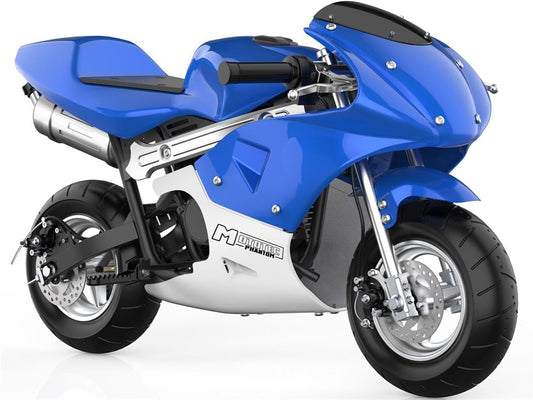 MotoTec MotoTec - MotoTec Phantom Gas Pocket Bike 49cc 2-Stroke Blue | MT-Phantom-49cc_Blue