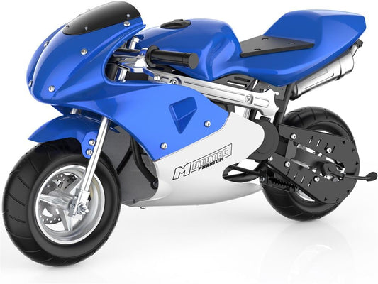 MotoTec MotoTec - MotoTec Phantom Gas Pocket Bike 49cc 2-Stroke Blue | MT-Phantom-49cc_Blue