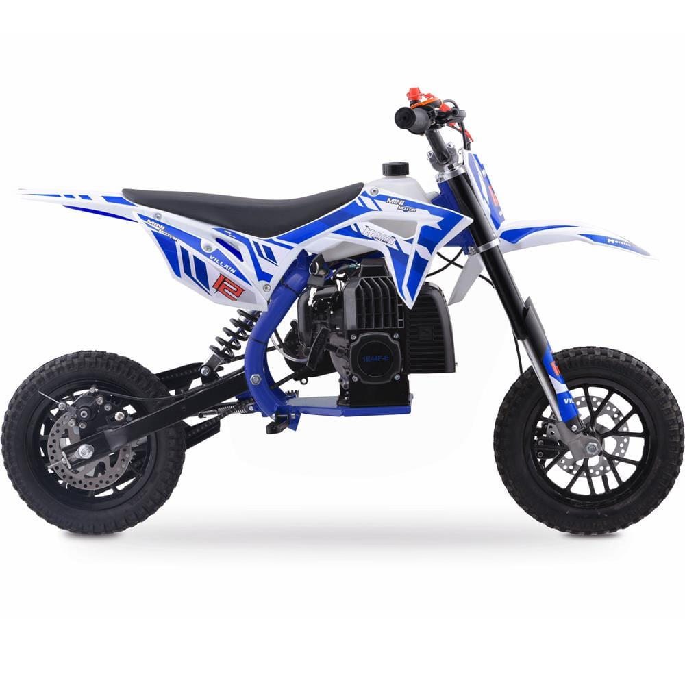 MotoTec MotoTec - MotoTec Villain 52cc 2-Stroke Kids Gas Dirt Bike Blue | MT-DB-52cc-Villain_Blue