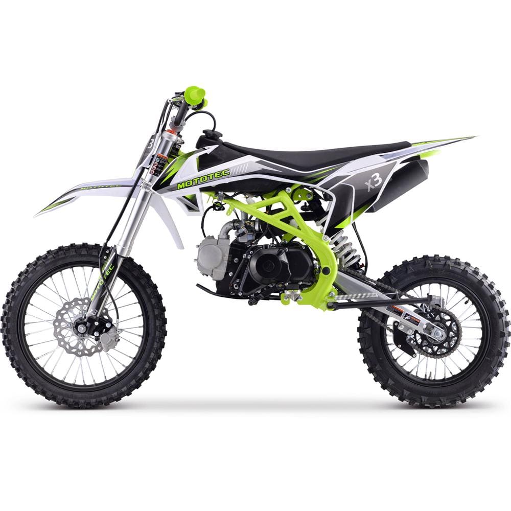 MotoTec MotoTec - MotoTec X3 125cc 4-Stroke Gas Dirt Bike Green | MT-DB-X3-125cc_Green