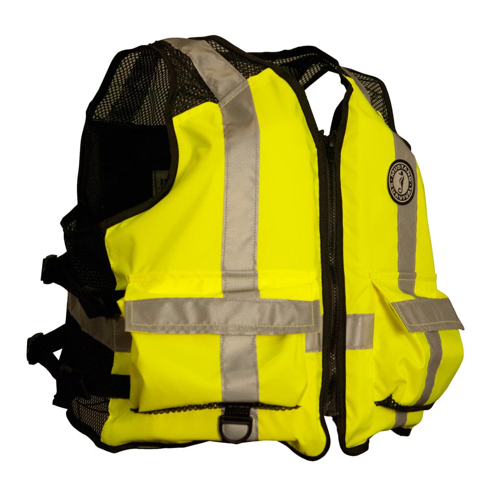 Mustang Survival Personal Flotation Devices Mustang High Visibility Industrial Mesh Vest - Fluorescent Yellow/Green - L/XL [MV1254T3-239-L/XL-216]