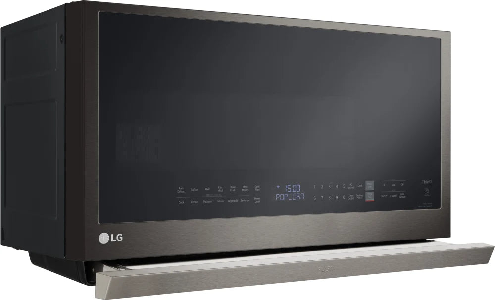 LG - 2.1 cu. ft. 30 in. Width Black Stainless Steel 1,050-Watt Smart Over-the-Range Microwave Oven with ExtendaVent 2.0 - MVEL2137D