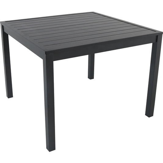 Hanover - Outdoor Dining Set With Naples 38" Aluminum Slat Square Table - Grey - NAPDNSQTBL-GRY
