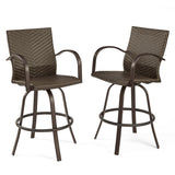 Outdoor Greatroom - Leather Wicker Bar Stools - NAPLES-4030-L