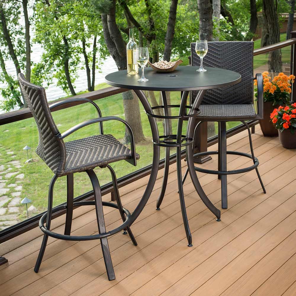 Outdoor Greatroom - Leather Wicker Bar Stools - NAPLES-4030-L