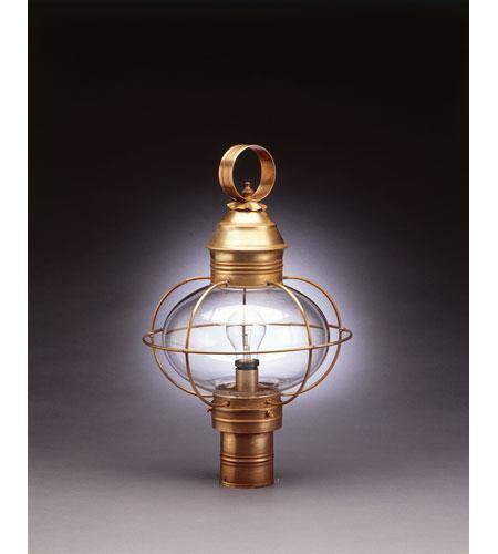 Northeastern Lantern Post Mount Caged Onion Post Antique Brass Medium Base Socket Clear Glass