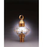 Northeastern Lantern Post Mount Onion 1 Light 20 inch Antique Brass Post Lantern in Optic Glass, Medium