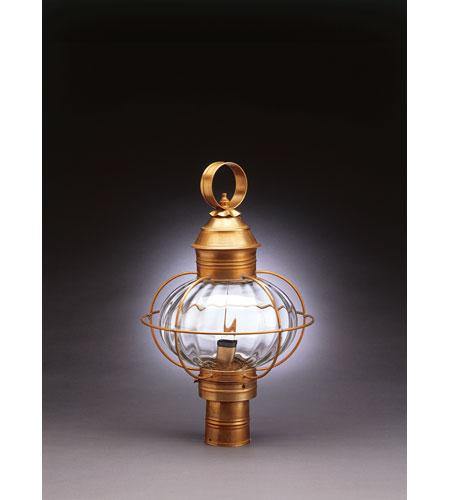 Northeastern Lantern Post Mount Onion 1 Light 20 inch Dark Brass Post Lantern in Optic Glass, Medium