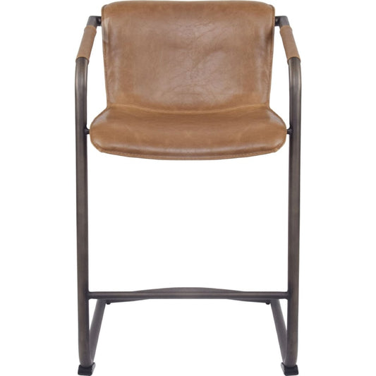 NPD Furniture Antique Cigar Brown NPD - Indy PU Counter Stool w/ Arms Rubbed Gold Frame | 1060004-21X