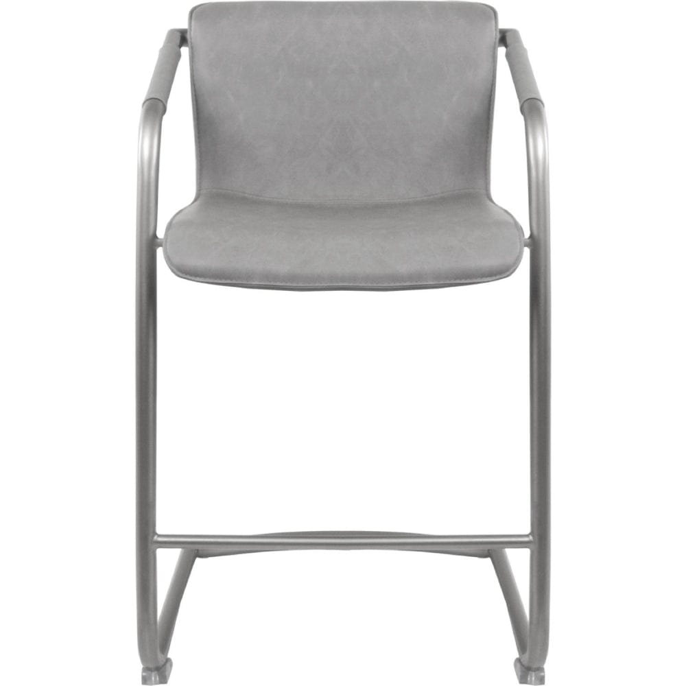 NPD Furniture Antique Graphite Gray NPD - Indy PU Counter Stool w/ Arms Rubbed Gold Frame | 1060004-21X