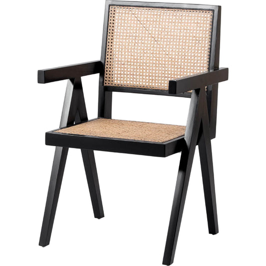 NPD Furniture NPD - Bordeaux Mahogany Rattan Dining Side Chair, Black/
Natural | 4900019
