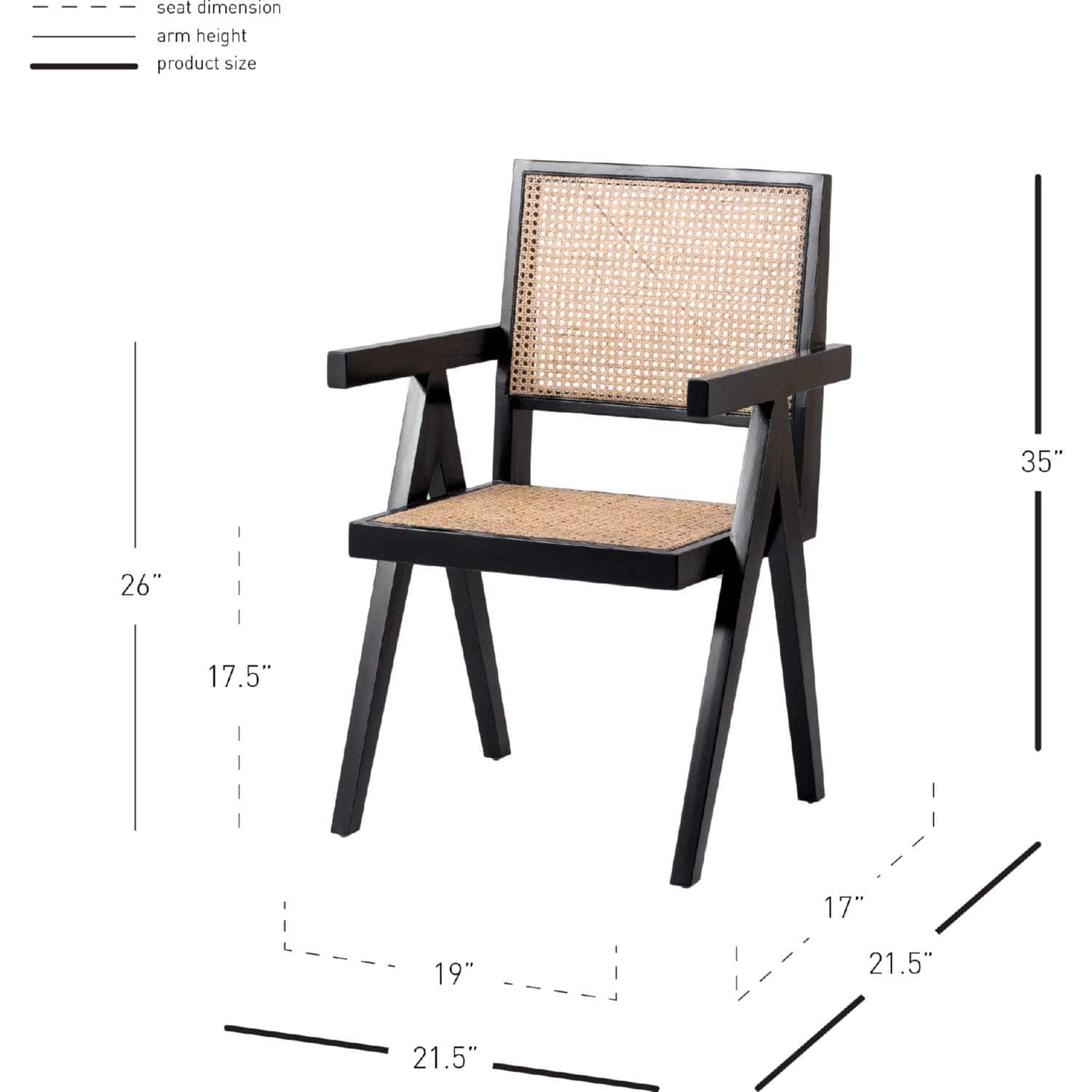 NPD Furniture NPD - Bordeaux Mahogany Rattan Dining Side Chair, Black/
Natural | 4900019