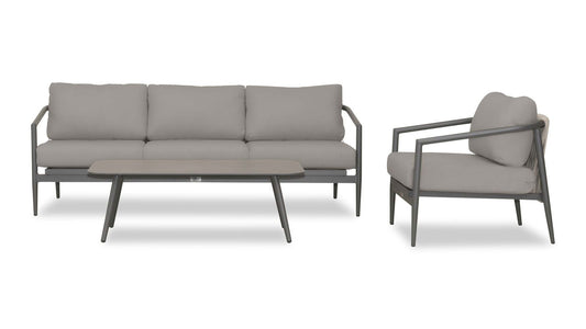 Harmonia Living - Olio 3 Piece Sofa Set - Slate/Pebble Gray | OLIO-SL-PG-SET130