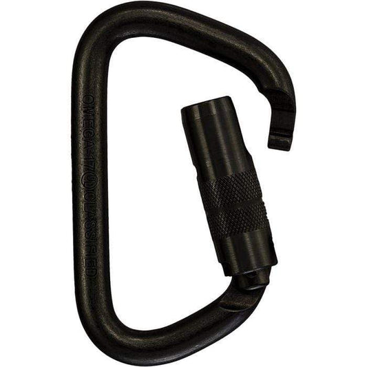 OMEGA PACIFIC Work & Rescue > Omega Carabiners SG BLK OMEGA 7/16" MODIFIED "D" STEEL KEYLOCK