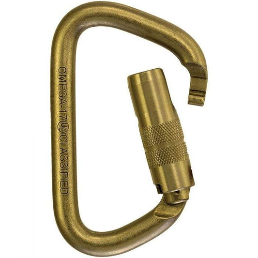 OMEGA PACIFIC Work & Rescue > Omega Carabiners SG GLD OMEGA 7/16" MODIFIED "D" STEEL KEYLOCK