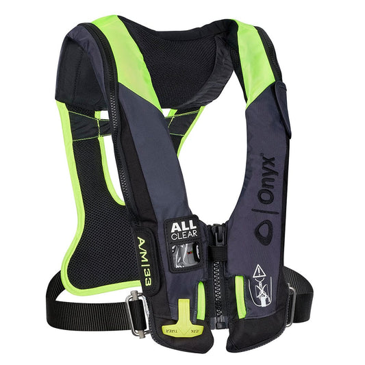Onyx Outdoor Personal Flotation Devices Onyx Impulse A/M 33 All Clear w/Harness Auto/Manual Inflatable Life Jacket - Grey [134300-701-004-21]