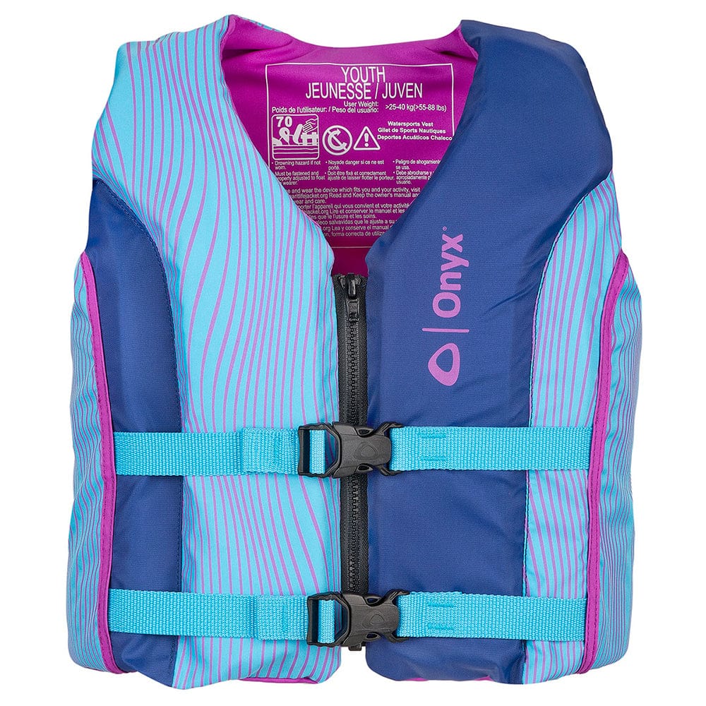 Onyx Outdoor Personal Flotation Devices Onyx Shoal All Adventure Youth Paddle  Water Sports Life Jacket - Blue [121000-500-002-21]