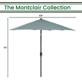 Outdoor Dining Set Hanover MCLRUMB9-BLU Montclair 108 Inch 9-Feet Market Outdoor Umbrella - Ocean Blue and Brown