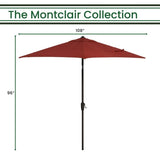 Outdoor Dining Set Hanover MCLRUMB9-CHL Montclair 108 Inch 9-Feet Market Outdoor Umbrella - Chili Red/Brown