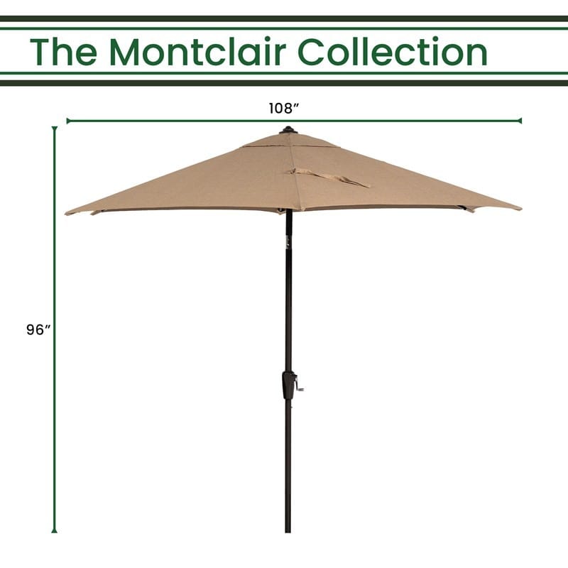 Outdoor Dining Set Hanover MCLRUMB9-TAN Montclair 108 Inch 9-Feet Market Outdoor Umbrella - Tan and Brown