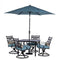 Outdoor Dining Set Montclair 5-Piece Patio Dining Set in Ocean Blue with 4 Swivel Rockers, 40-Inch Square Table, and 9-Ft. Umbrella