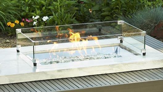 Outdoor Greatroom Fire Pit Table Accessories 12" x 24" Rectangular Glass Wind Guard