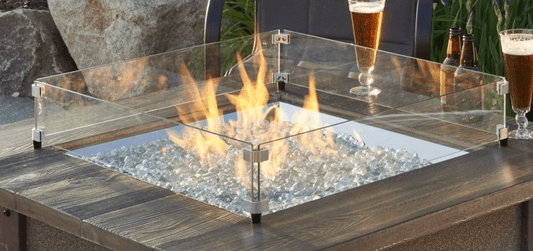 Outdoor Greatroom Fire Pit Table Accessories 24" x 24" Square Glass Wind Guard