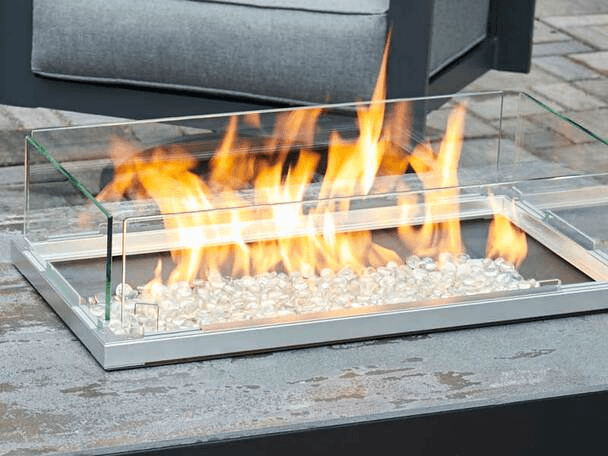 Outdoor Greatroom Fire Pit Table Accessories Folding 12" x 24" Glass Guard (FWG-1224)
