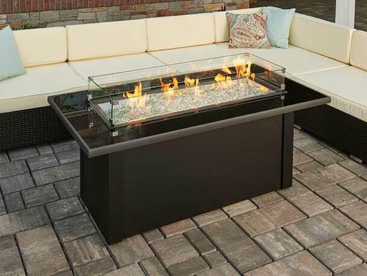Outdoor Greatroom Fire Pits Monte Carlo Crystal Fire Pit Table with Black Glass Top (MCR-1242-BLK-K)