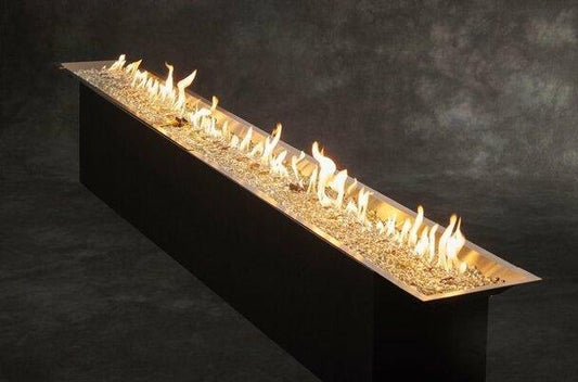 Outdoor Greatroom Linear Crystal Fire Burners 12" X 24" Rectangular Honey Glow Brown Gas Burner (CFP1224BRN)