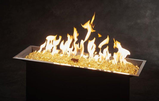 Outdoor Greatroom Linear Crystal Fire Burners 12" x 42" Linear Stainless Steel Crystal Fire® Plus Gas Burner