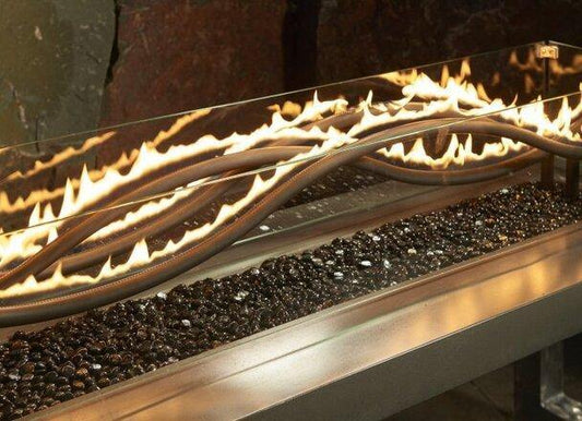 Outdoor Greatroom Linear Crystal Fire Burners 56" Linear Black Wave Gas Burner for Liquid Propane (WV-56-LP)