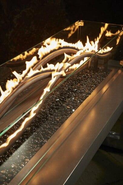 Outdoor Greatroom Linear Crystal Fire Burners 56" Linear Black Wave Gas Burner for Natural Gas (WV-56-NG)