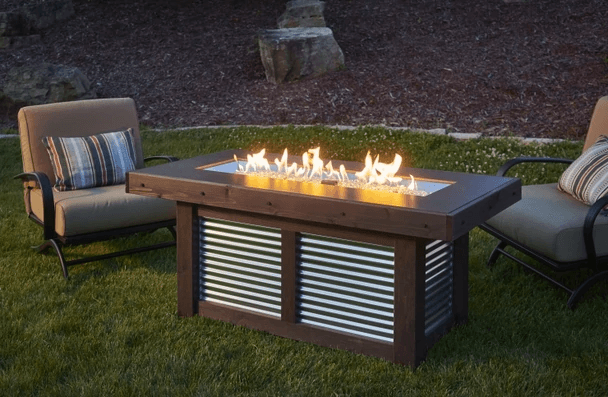 Outdoor Greatroom Rectangular Crystal Fire Burners Denali Brew Linear Gas Fire Pit Table (DENBR-1242)