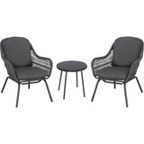 Hanover - Palma 3- Piece Conversation Set With 2 Rope Cushioned Chairs and Glass Top Side Table - Grey - PALMA3PC-GRY