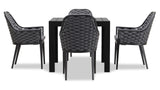Harmonia Living - Parlor Classic 4 Seat Square Dining Table - Black/Slate | PAR-BK-SET510