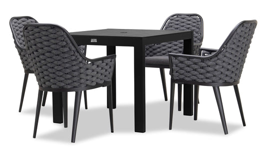 Harmonia Living - Parlor Classic 4 Seat Square Dining Table - Black/Slate | PAR-BK-SET510