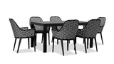 Harmonia Living - Parlor Classic 6 Seat Rectangular Dining Table - Black/Slate | PAR-BK-SET533