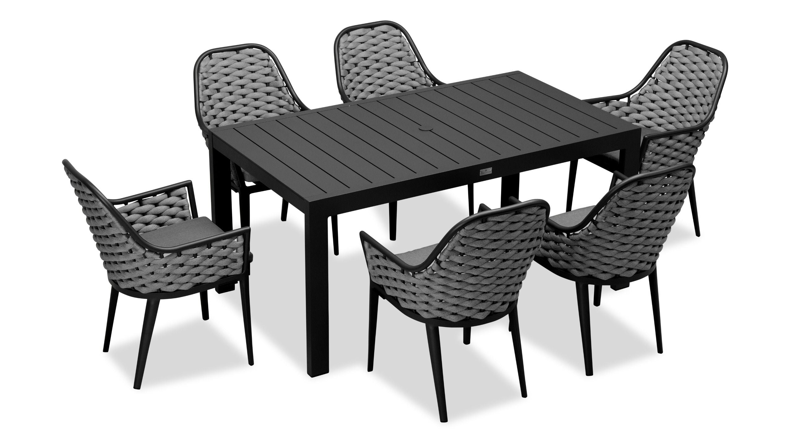 Harmonia Living - Parlor Classic 6 Seat Rectangular Dining Table - Black/Slate | PAR-BK-SET533