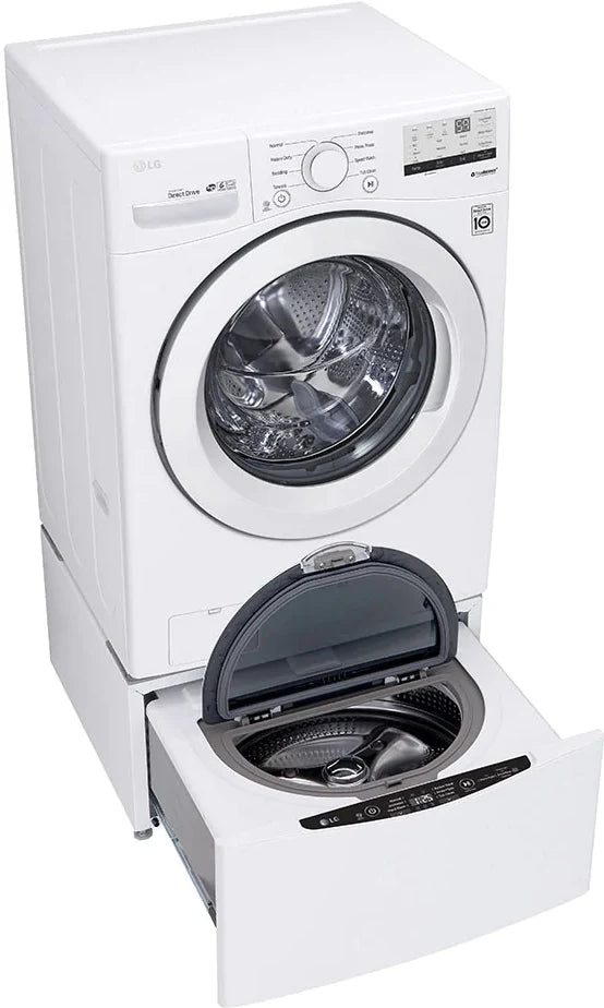 LG - 4.5 cu. ft. Large Capacity High Efficiency Stackable Front Load Washer in White - WM3400CW