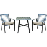 Hanover - Pemberton 3-Piece Outdoor Dining Set With 2 Alum Dining Chairs w/ Cushion and 30-In. Sq Slat-Top Table - Cast Ash/Gunmetal - PEMDN3PCS-ASH