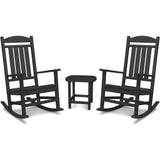Hanover - Outdoor Chairs With All-Weather 2 Porch Rocker Set and Side Table - Black - PINE3PC-BLK