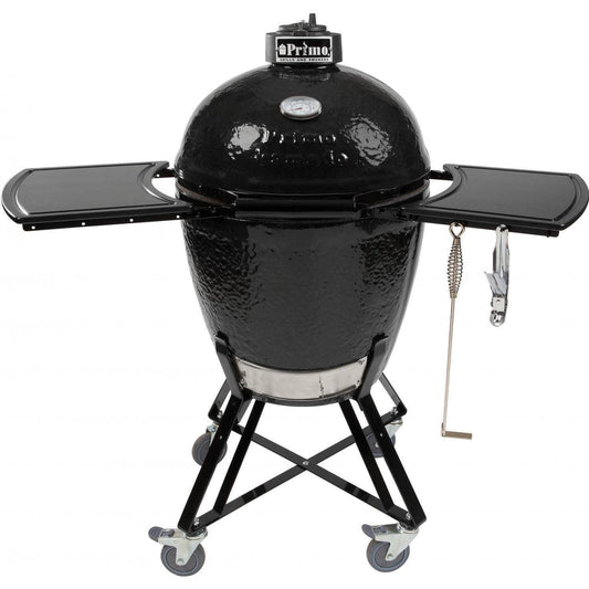 Primo Grills Charcoal Grill Charcoal Primo Grills Kamado Round - All-In-One (Heavy-Duty Stand, Side Shelves, Ash Tool and Grate Lifter)