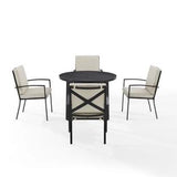 Crosley Furniture - Kaplan 5Pc Outdoor Metal Round Dining Set Oatmeal/Oil Rubbed Bronze - Table & 4 Chairs