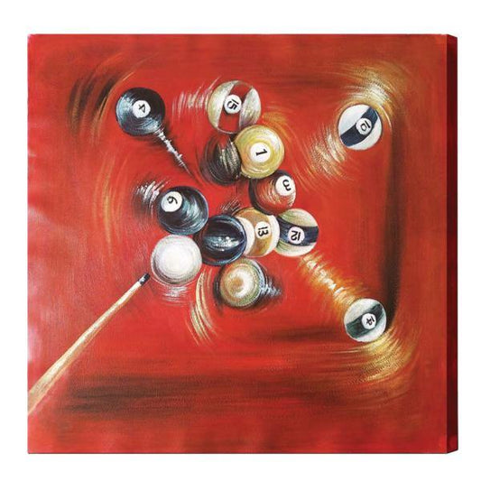 RAM Game Room Indoor Décor RAM Game Room - OIL PAINTING ON CANVAS - BALLS IN MOTION WITH CUE