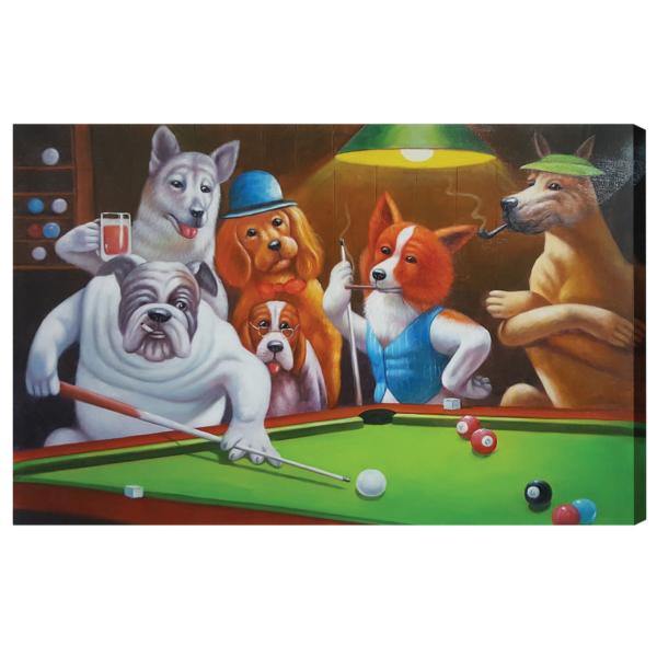 RAM Game Room Indoor Décor RAM Game Room - OIL PAINTING ON CANVAS - DOGS PLAYING POOL